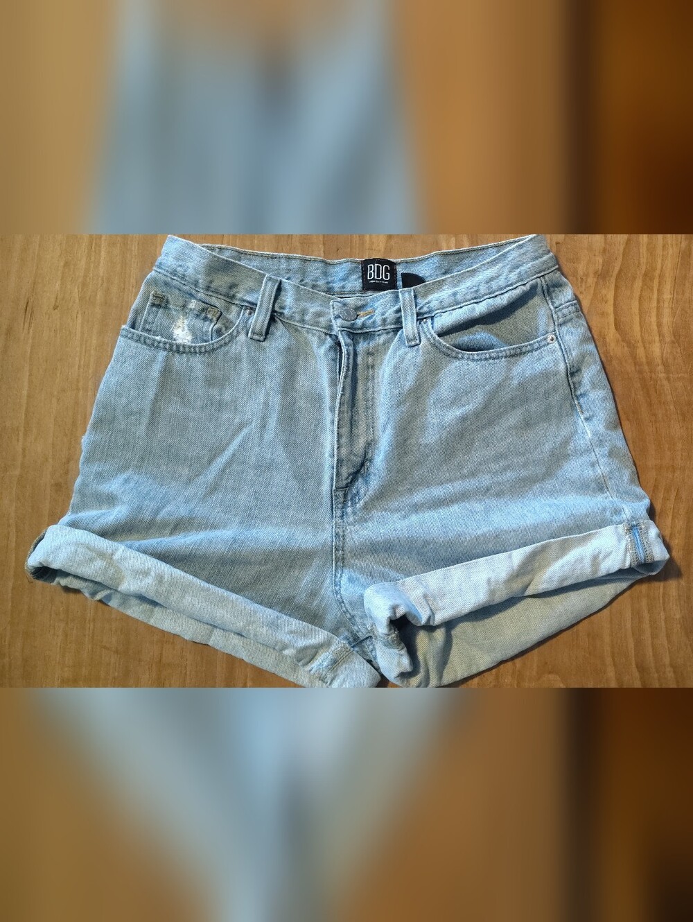 BDG Light Blue High-Rise Rolled Hem Denim Shorts Size 29